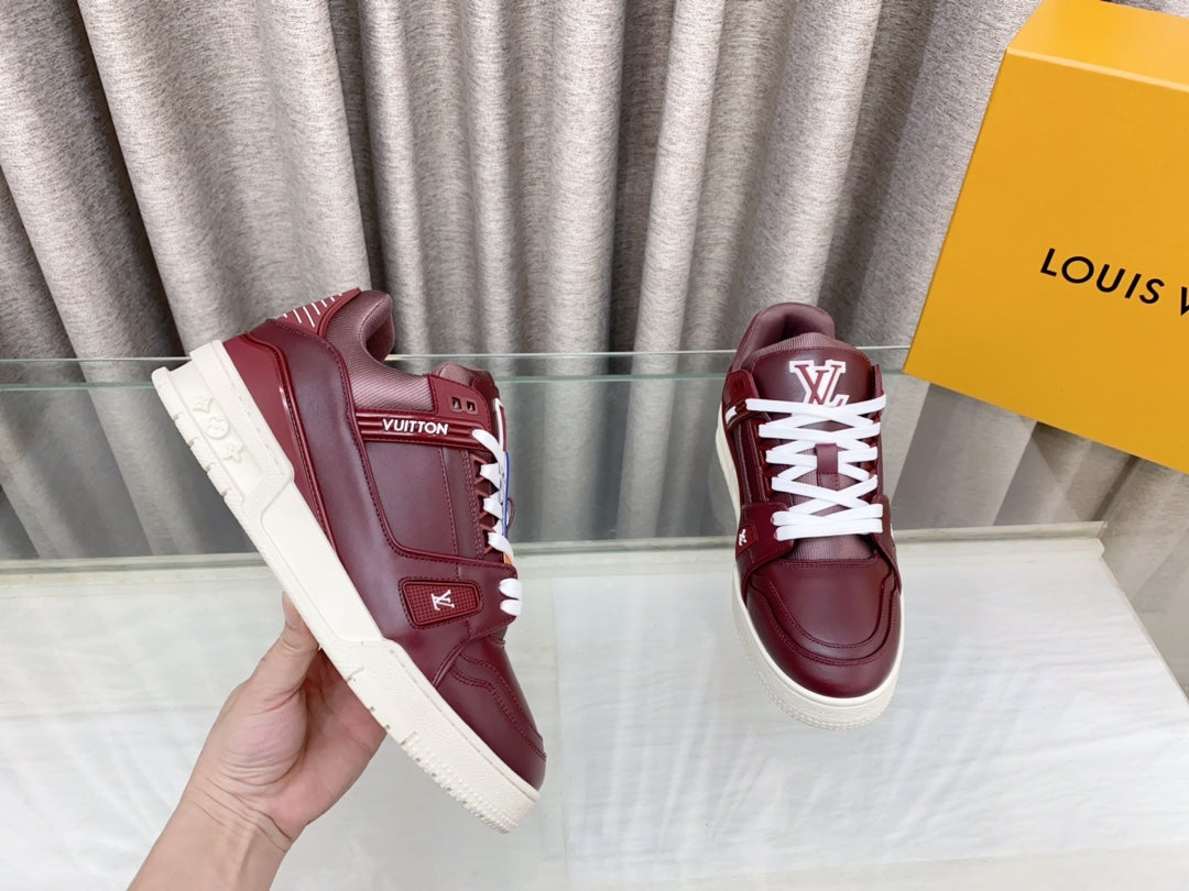 LV MAXI TRAINER IN GARNET RED CALFSKIN - 35