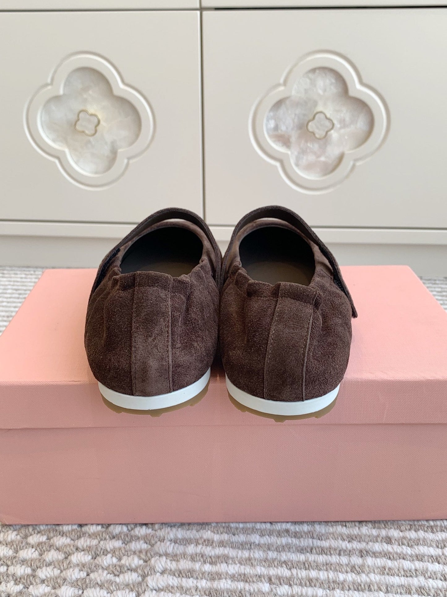 MARY JANE FLATS IN CHOCOLATE SUEDE - 35
