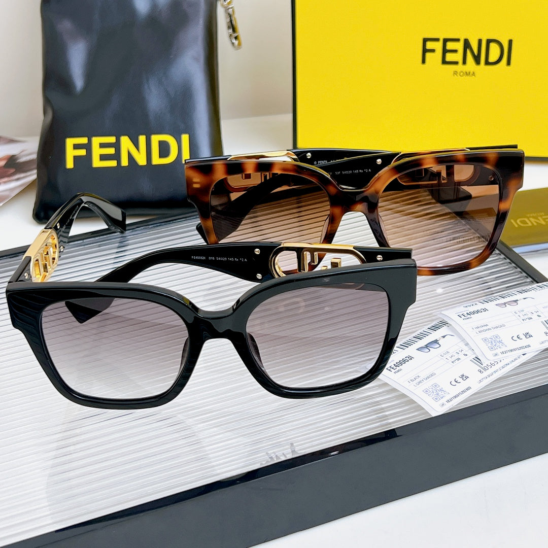 DIAGONAL SQUARE FRAME SUNGLASSES FE40063 IN ACETATE - Black