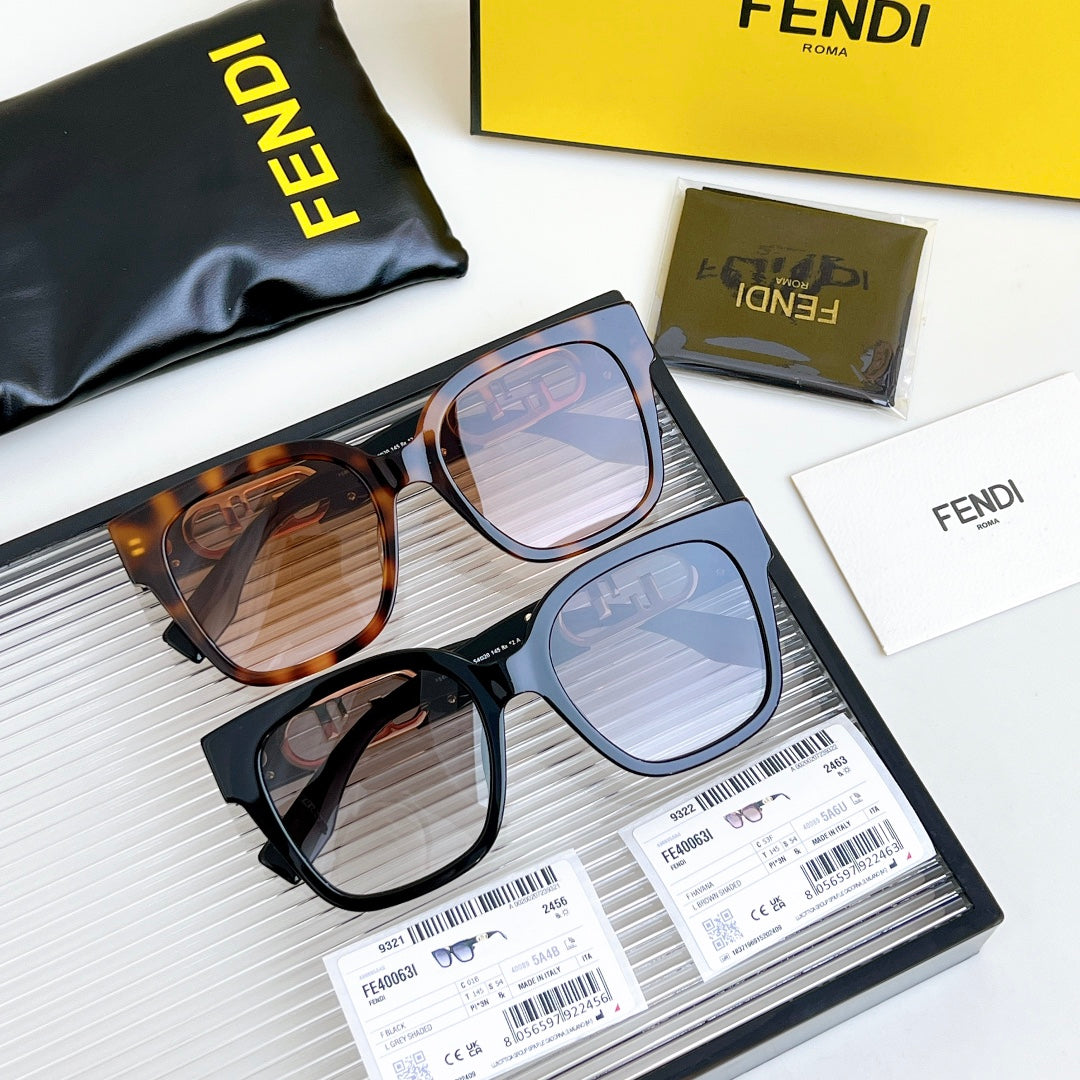 DIAGONAL SQUARE FRAME SUNGLASSES FE40063 IN ACETATE - Black