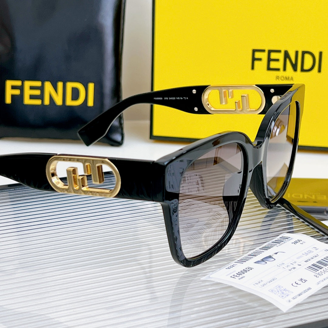 DIAGONAL SQUARE FRAME SUNGLASSES FE40063 IN ACETATE - Black