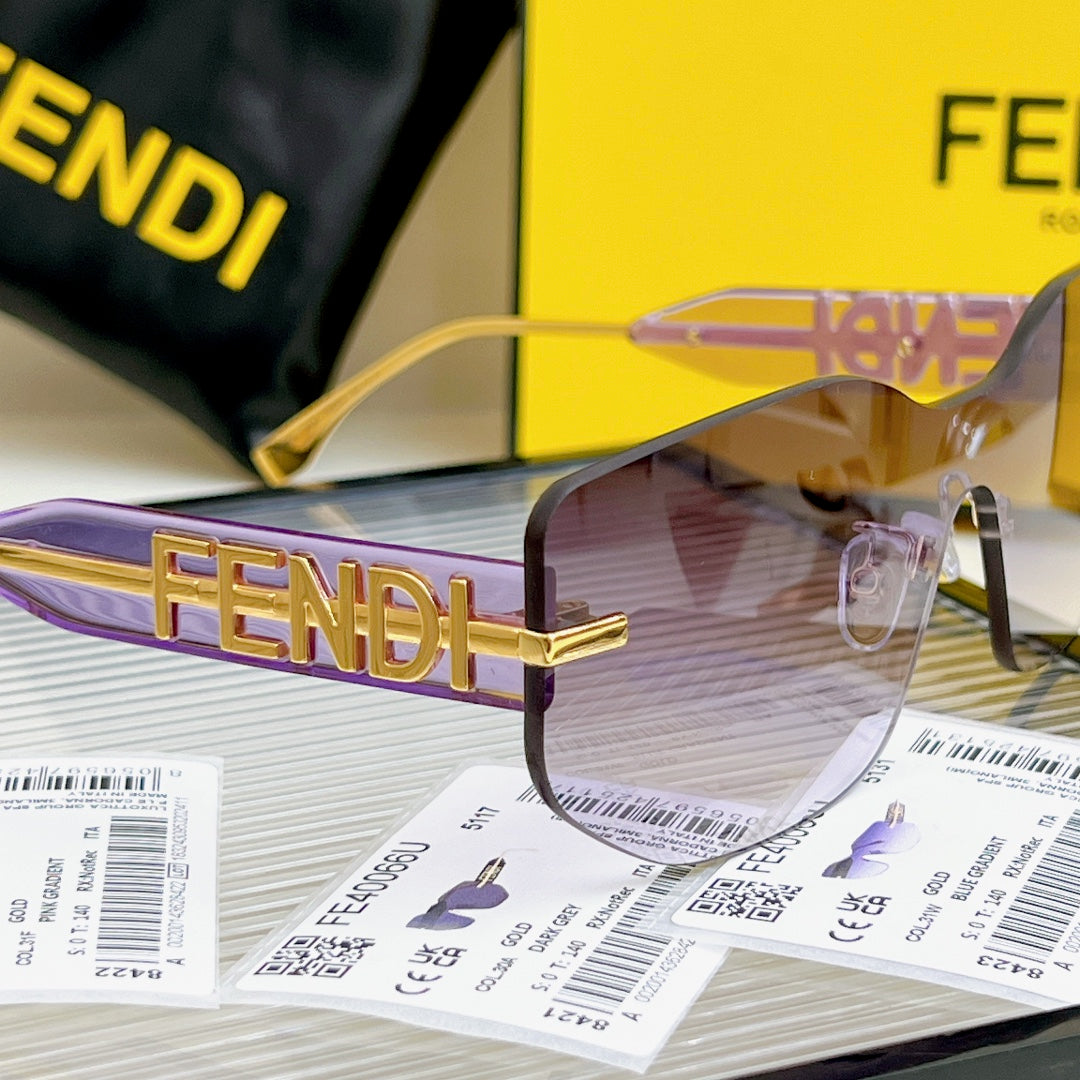 SQUARED RIMLESS VISOR SUNGLASSES FE40066U IN ACETATE AND METAL - Purple