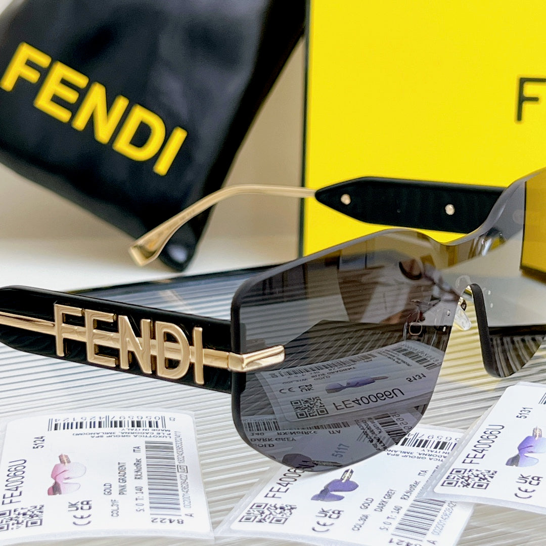 SQUARED RIMLESS VISOR SUNGLASSES FE40066U IN ACETATE AND METAL - Purple