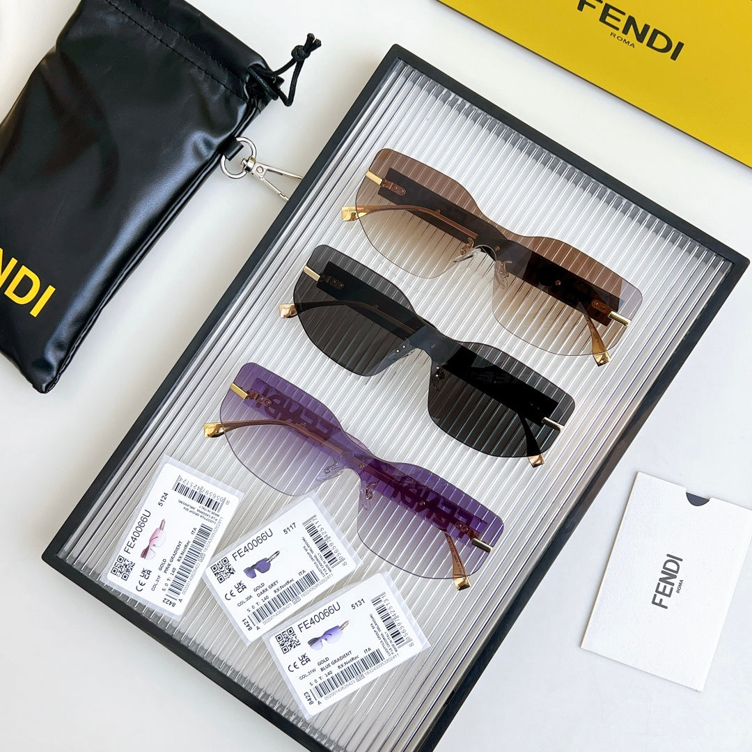 SQUARED RIMLESS VISOR SUNGLASSES FE40066U IN ACETATE AND METAL - Purple