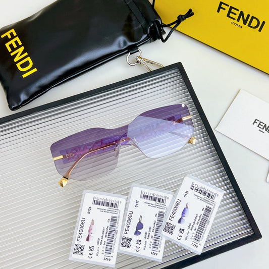SQUARED RIMLESS VISOR SUNGLASSES FE40066U IN ACETATE AND METAL - Purple