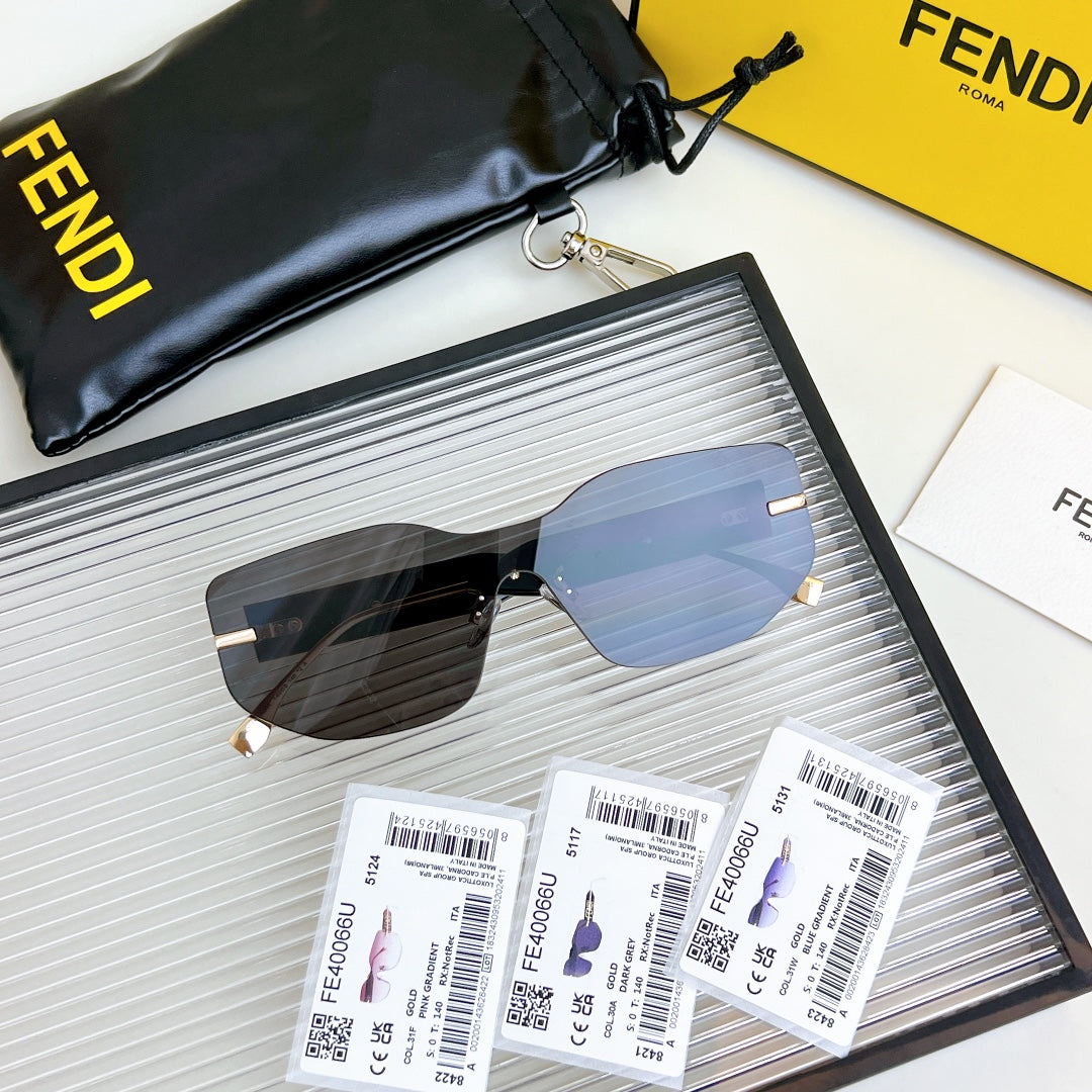 SQUARED RIMLESS VISOR SUNGLASSES FE40066U IN ACETATE AND METAL - Purple