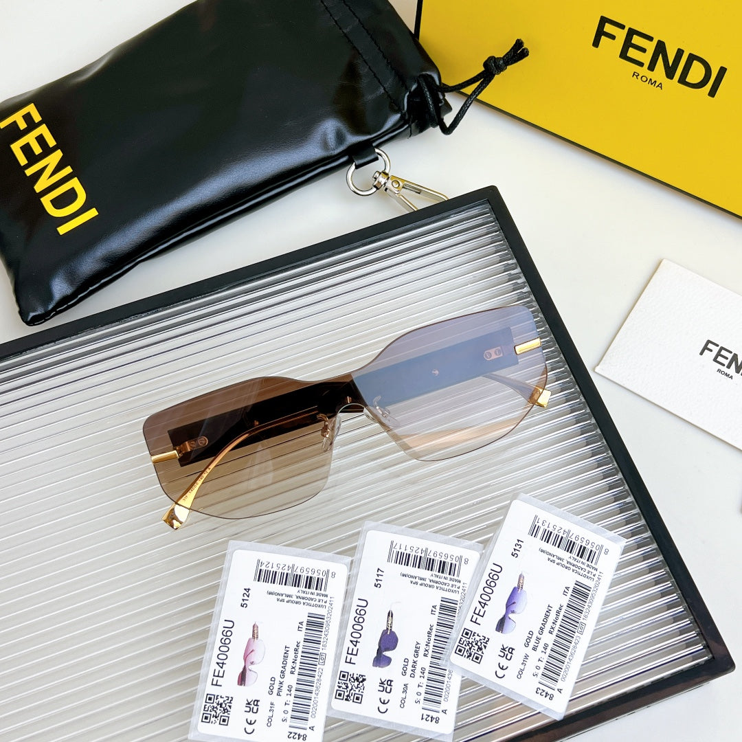SQUARED RIMLESS VISOR SUNGLASSES FE40066U IN ACETATE AND METAL - Purple