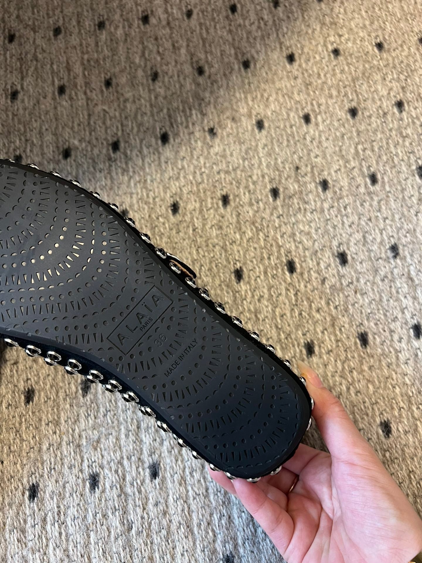 STRASS BALLET FLATS IN BLACK LAMBSKIN - 35
