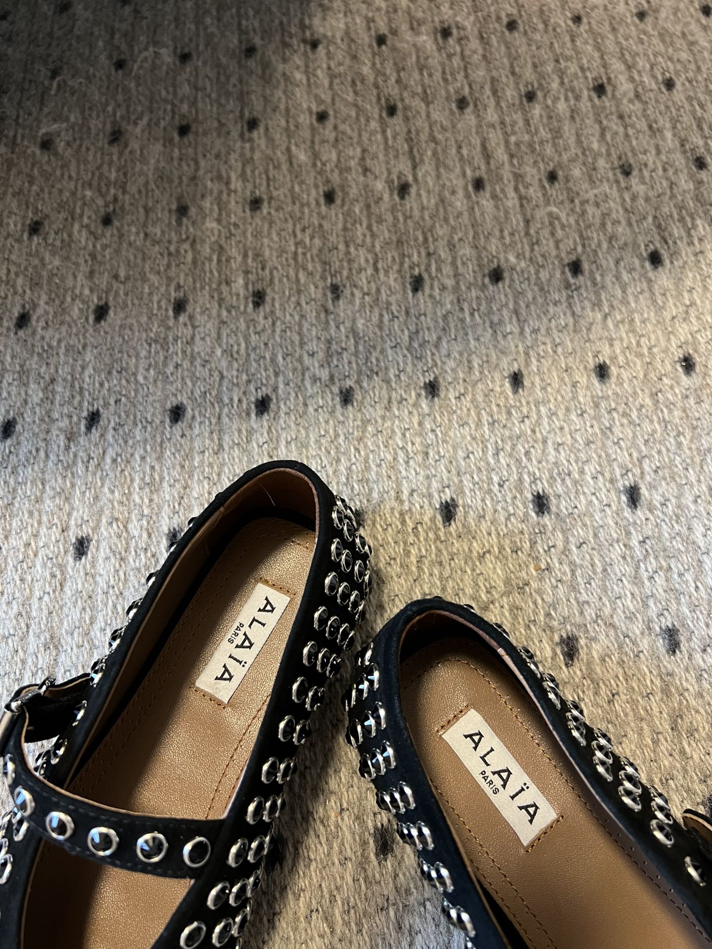 STRASS BALLET FLATS IN BLACK LAMBSKIN - 35