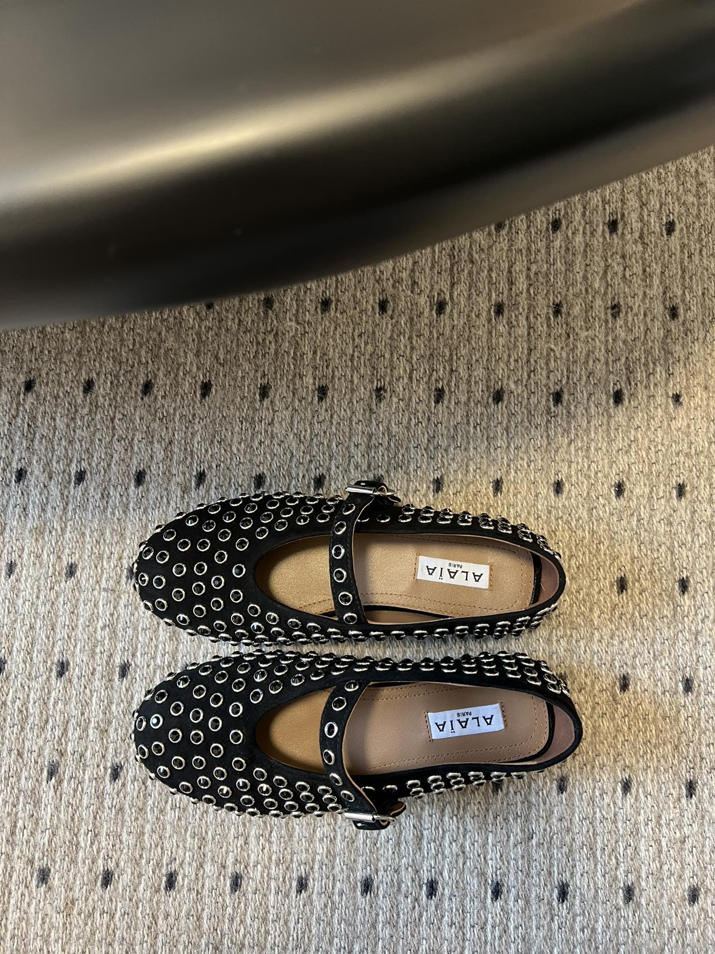 STRASS BALLET FLATS IN BLACK LAMBSKIN - 35
