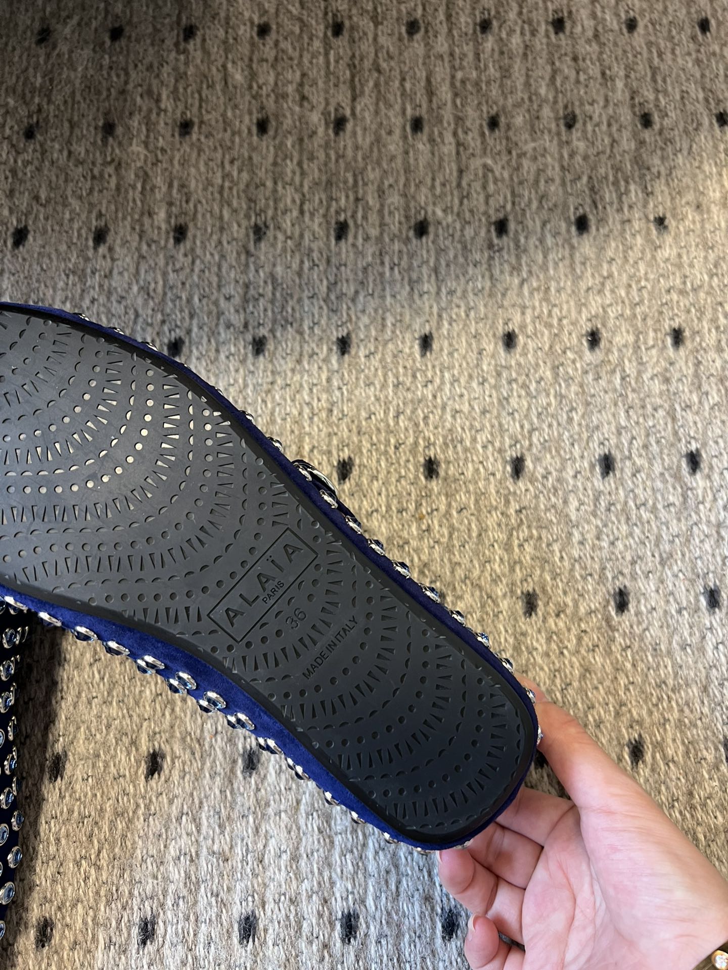 STRASS BALLET FLATS IN COBALT BLUE LAMBSKIN - 35