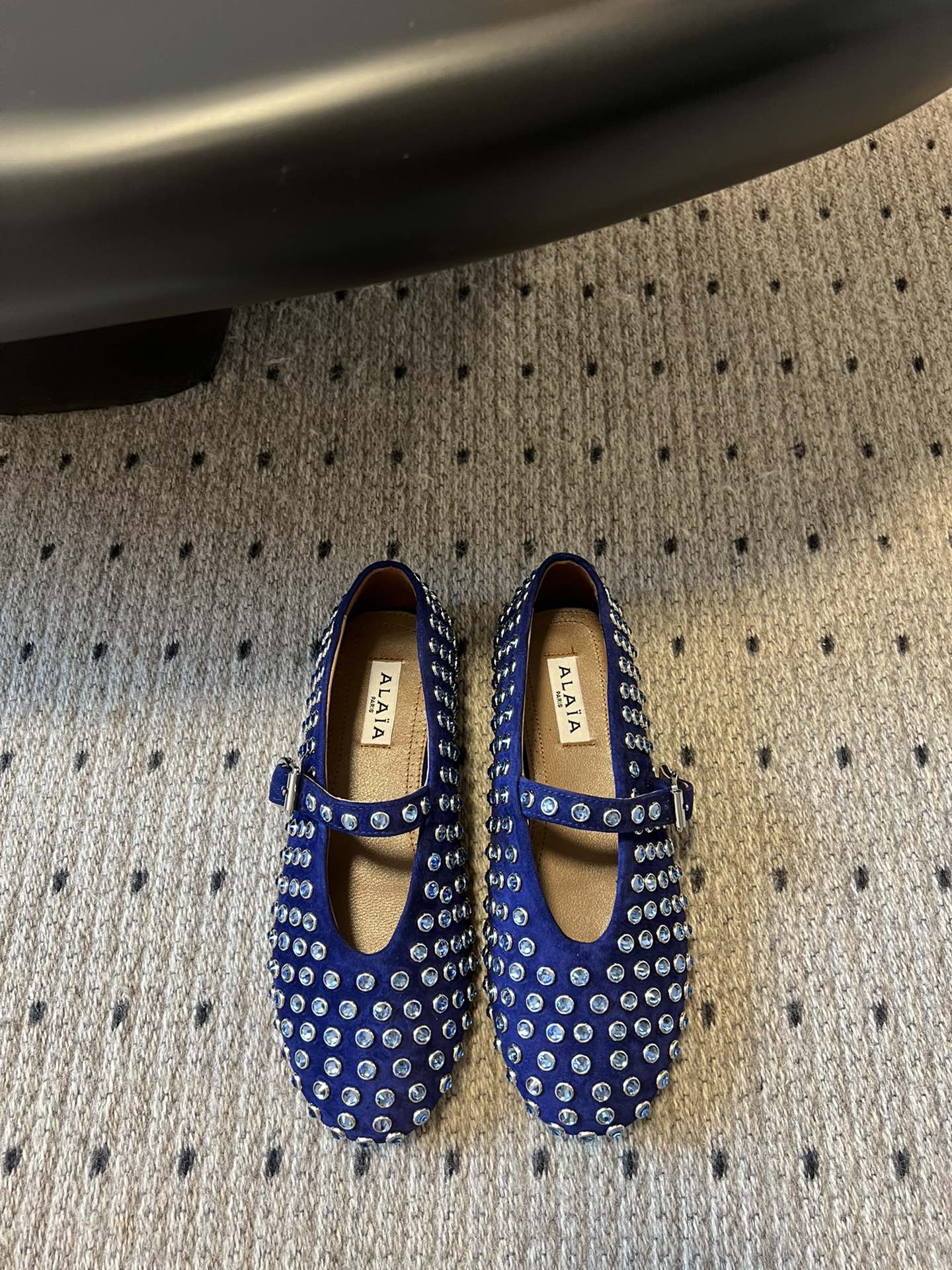 STRASS BALLET FLATS IN COBALT BLUE LAMBSKIN - 35