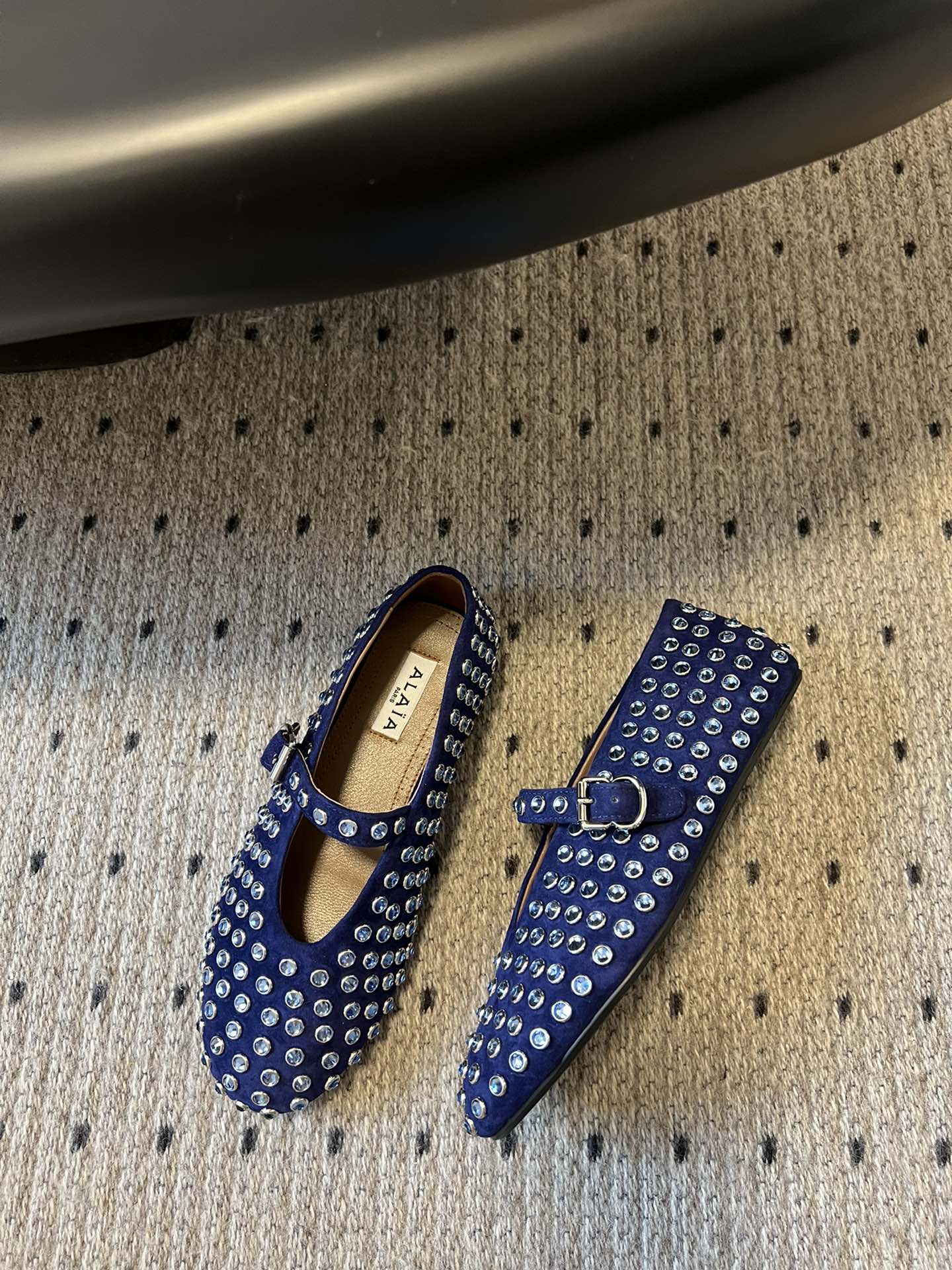STRASS BALLET FLATS IN COBALT BLUE LAMBSKIN - 35