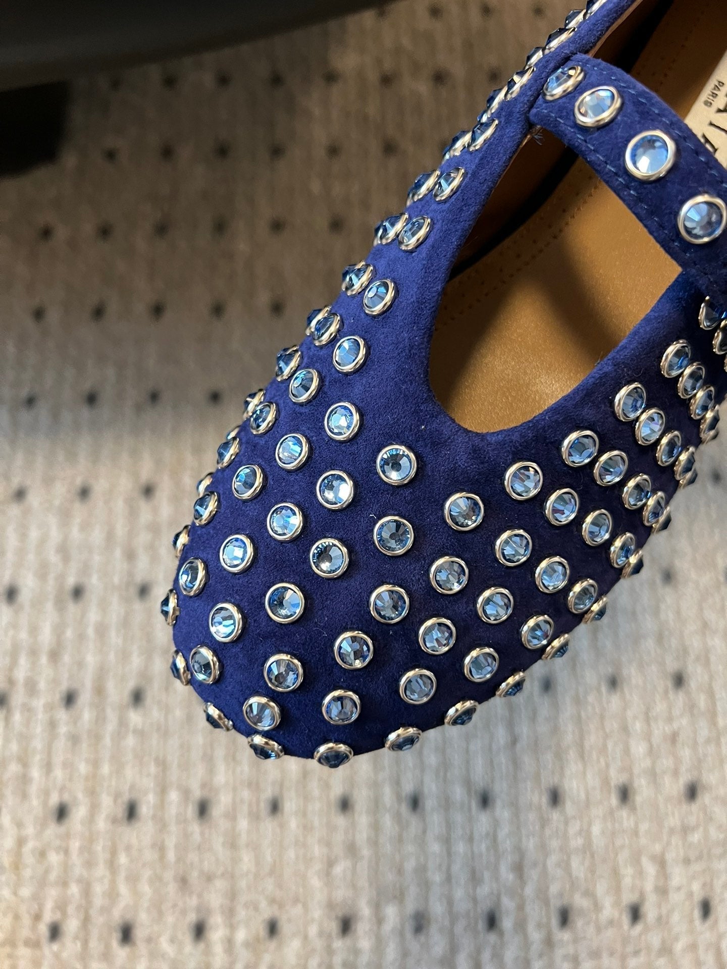 STRASS BALLET FLATS IN COBALT BLUE LAMBSKIN - 35