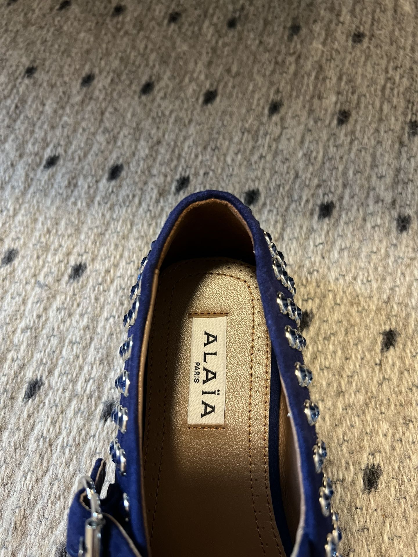 STRASS BALLET FLATS IN COBALT BLUE LAMBSKIN - 35