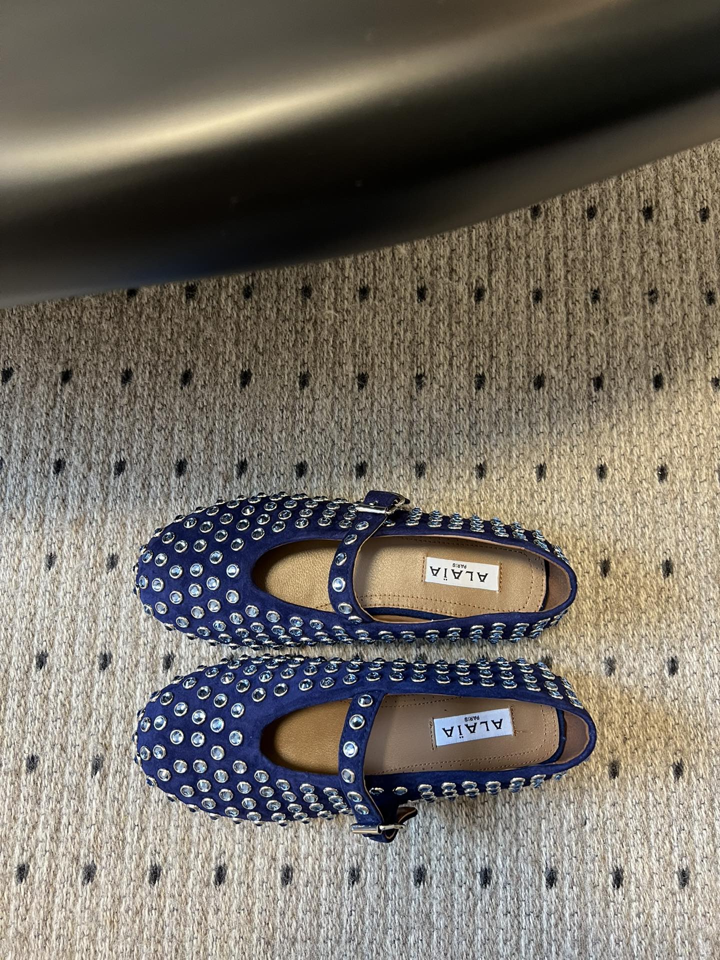 STRASS BALLET FLATS IN COBALT BLUE LAMBSKIN - 35