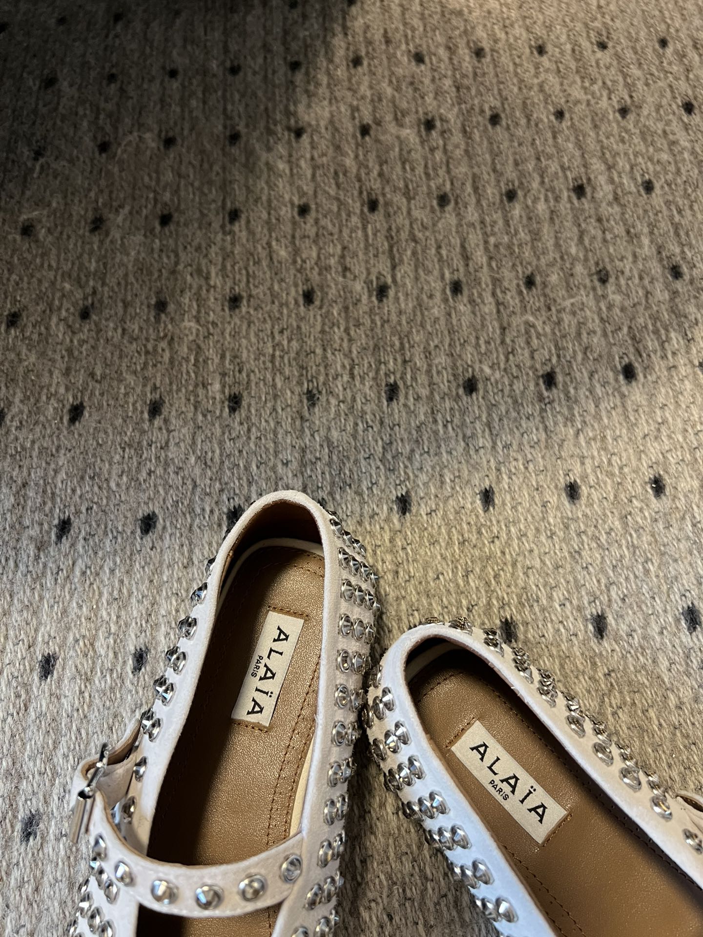 STRASS BALLET FLATS IN WHITE LAMBSKIN - 35