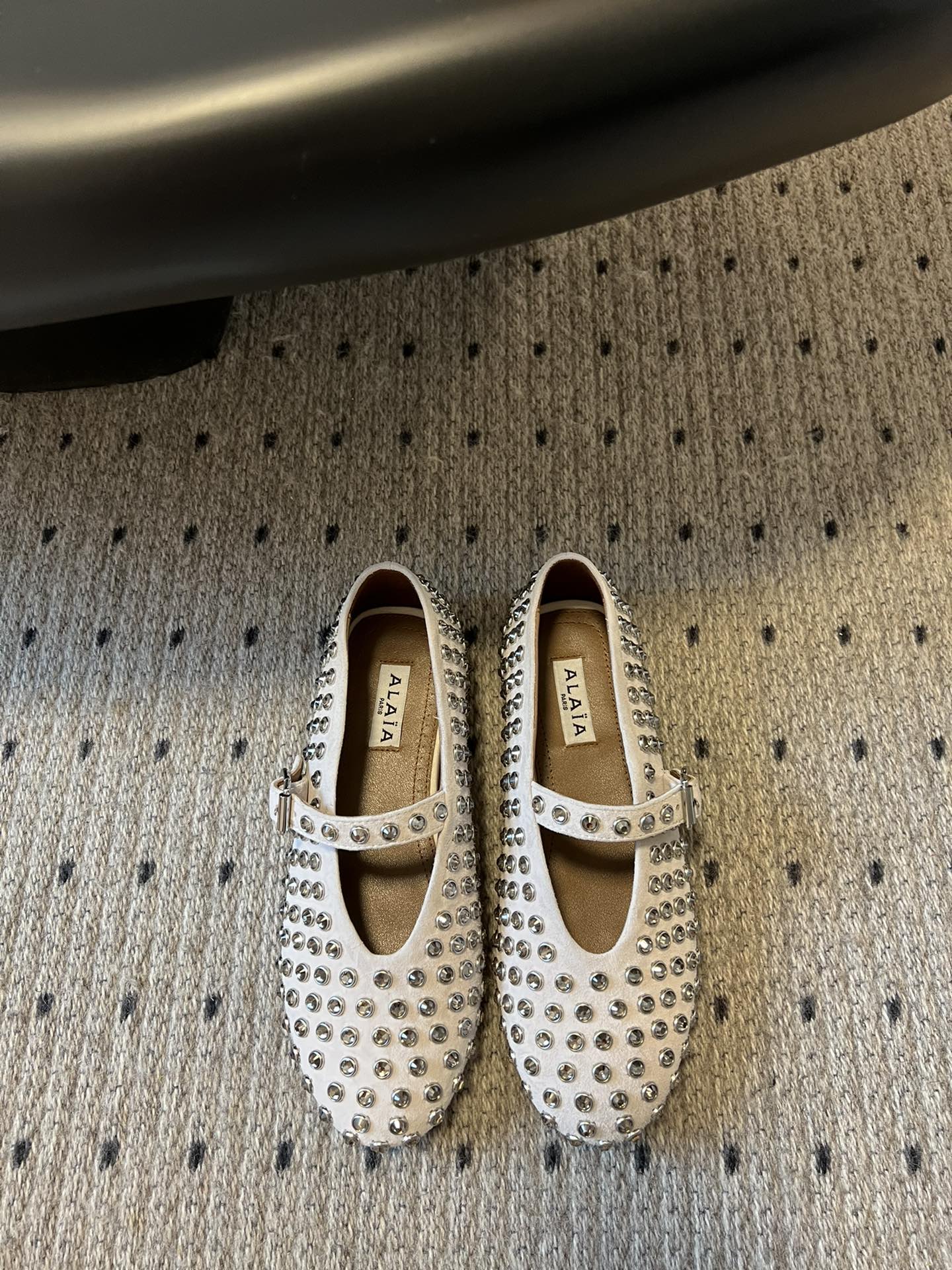 STRASS BALLET FLATS IN WHITE LAMBSKIN - 35