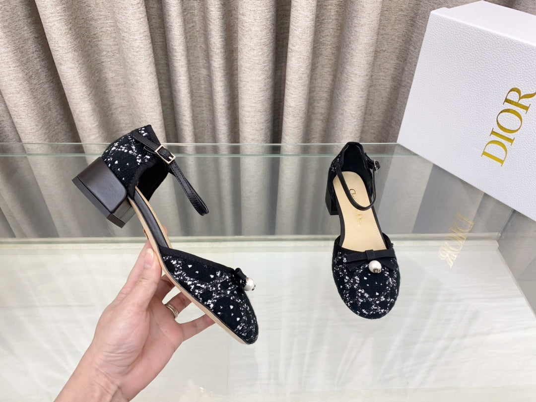 PEARL MARY JANE PUMP IN BLACK MIX WHITE TWEED 30 MM - 35