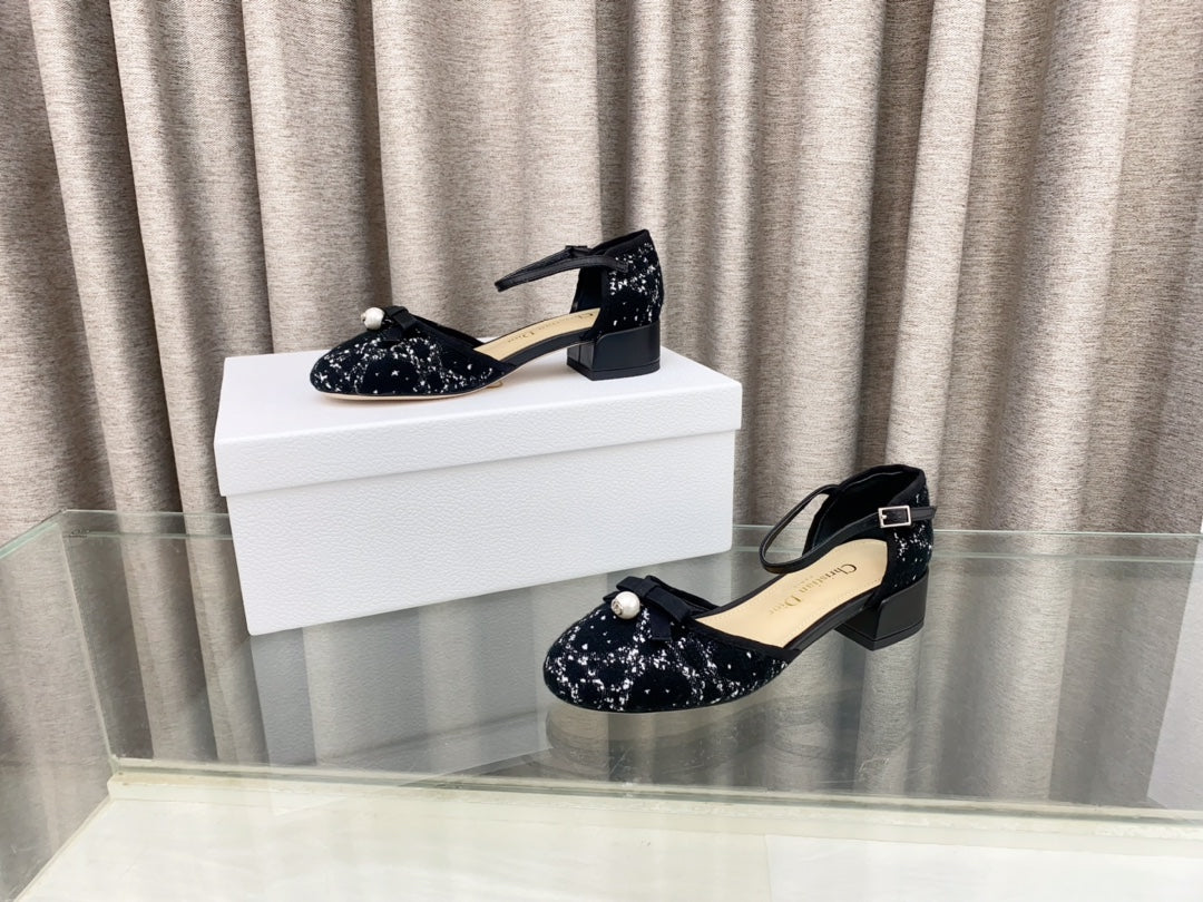 PEARL MARY JANE PUMP IN BLACK MIX WHITE TWEED 30 MM - 35