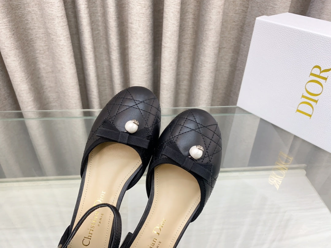 PEARL MARY JANE PUMP IN BLACK LAMBSKIN 30 MM - 35