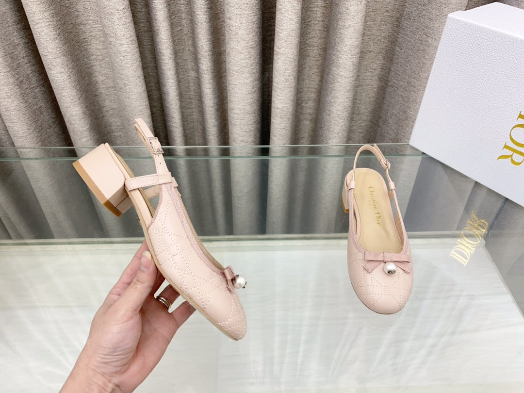 PEARL MARY JANE SLINGBACKS IN LIGHT PINK LAMBSKIN 30 MM - 35