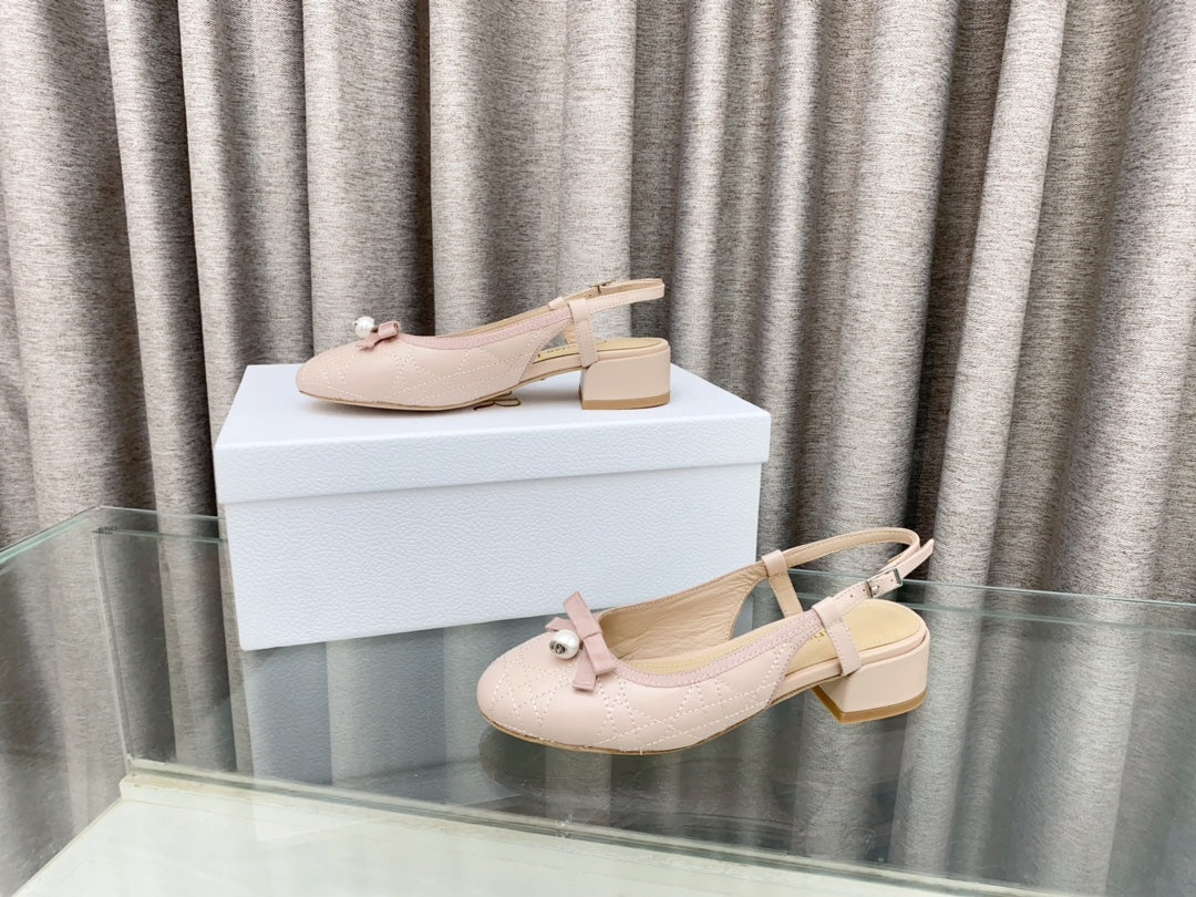 PEARL MARY JANE SLINGBACKS IN LIGHT PINK LAMBSKIN 30 MM - 35