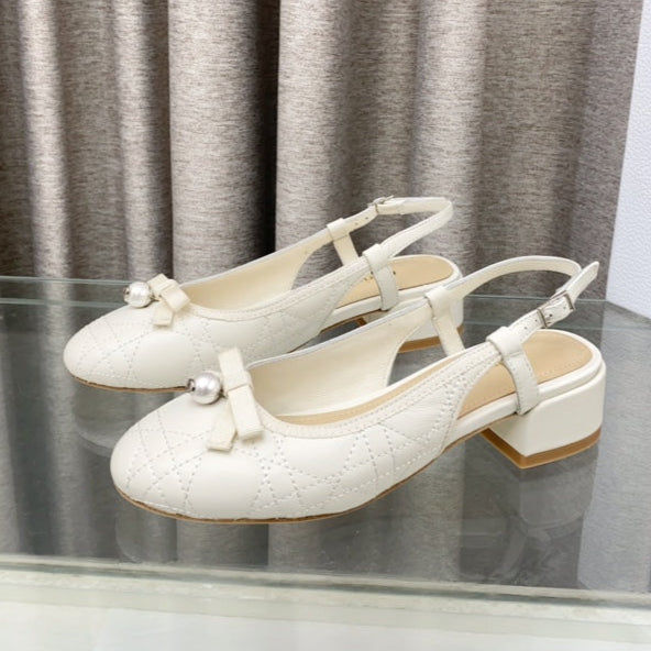 PEARL MARY JANE SLINGBACKS IN WHITE LAMBSKIN 30 MM - 35