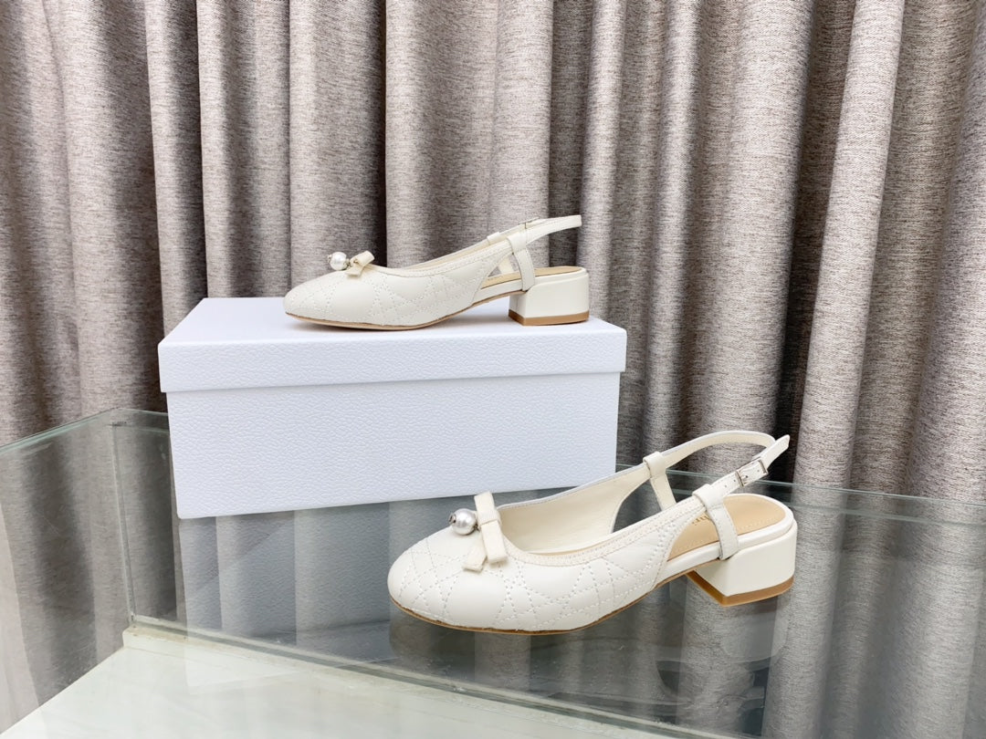 PEARL MARY JANE SLINGBACKS IN WHITE LAMBSKIN 30 MM - 35