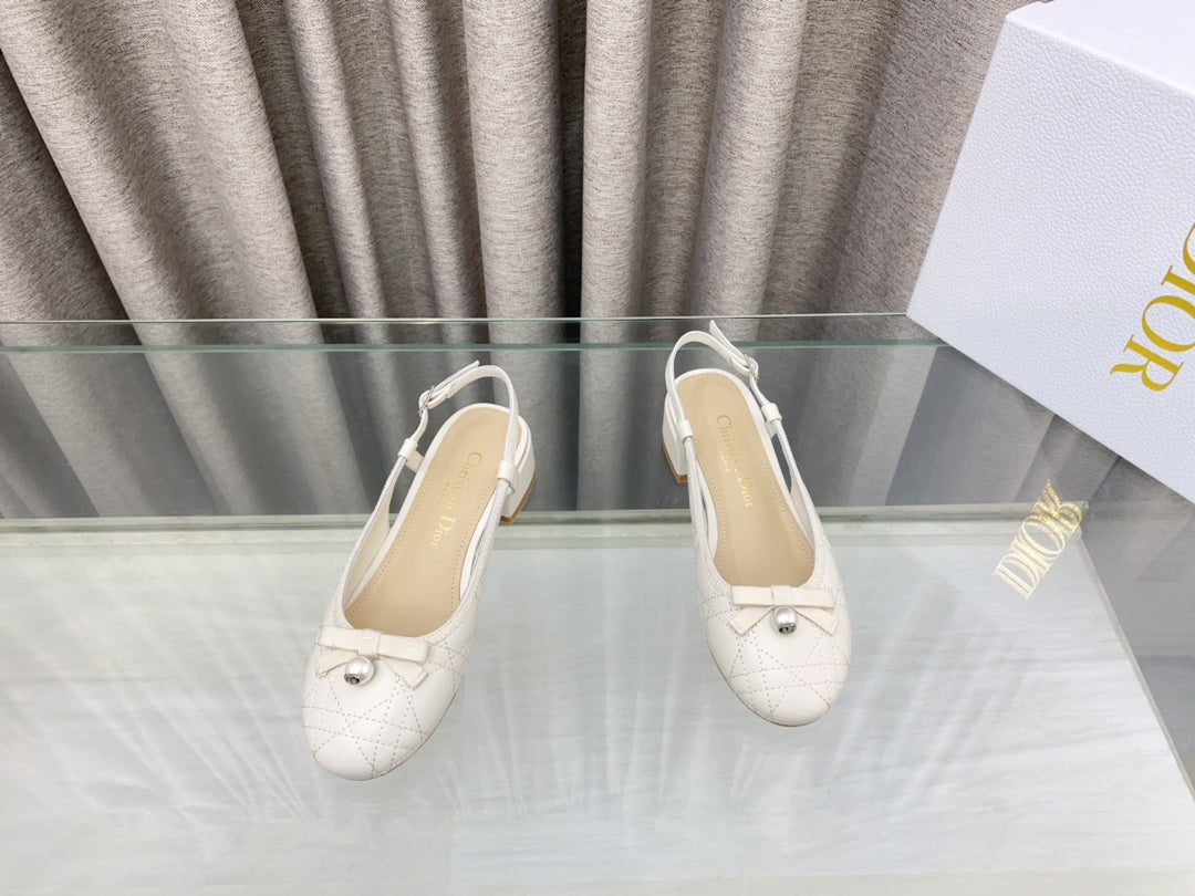 PEARL MARY JANE SLINGBACKS IN WHITE LAMBSKIN 30 MM - 35