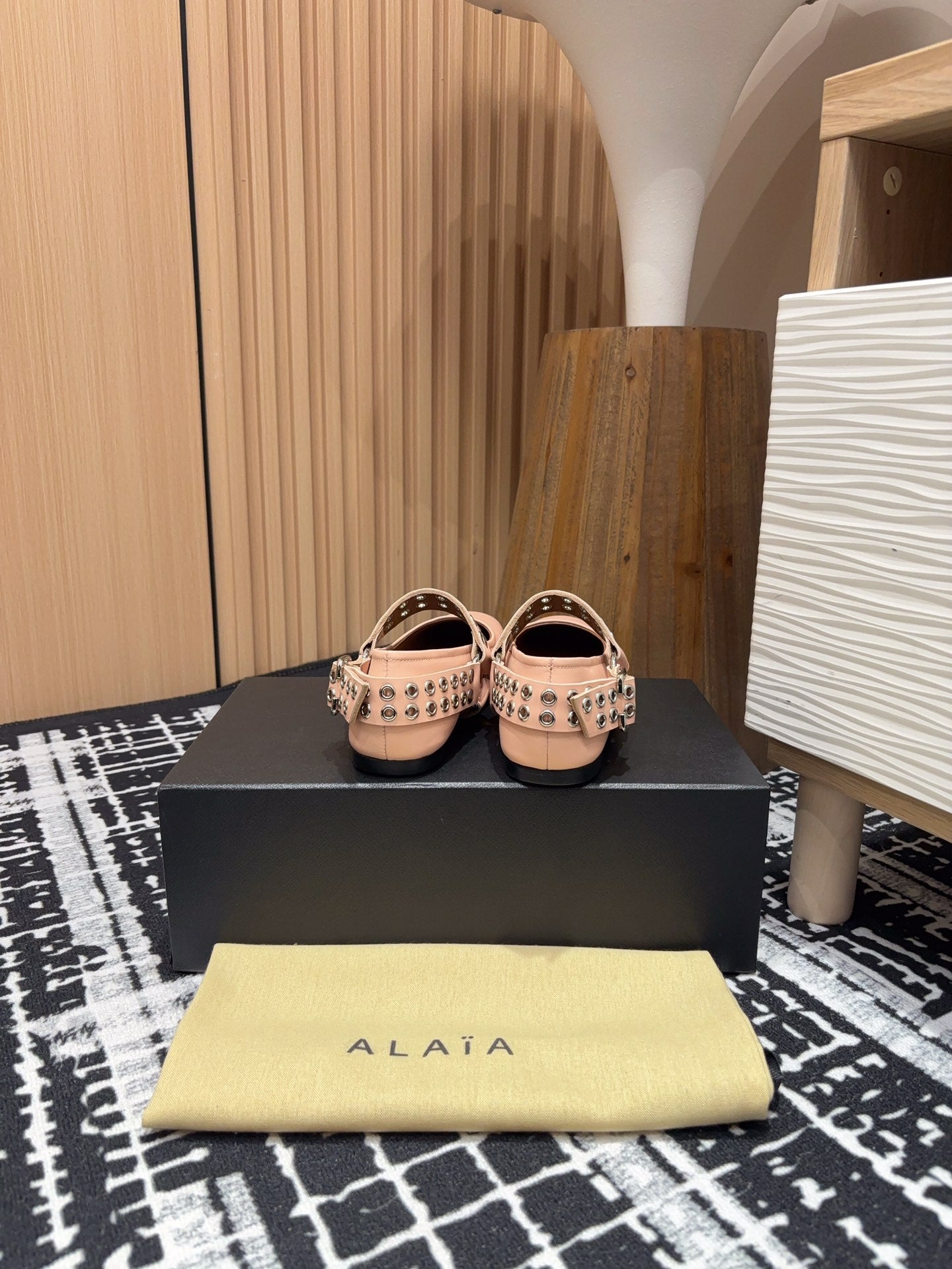 BIKER BALLET FLATS IN PEACH PINK CALFSKIN - 35
