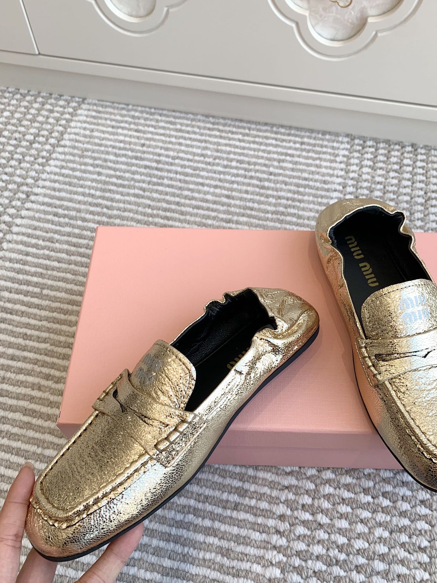NAPPA LOAFERS IN GOLD METALLIC LAMBSKIN - 35