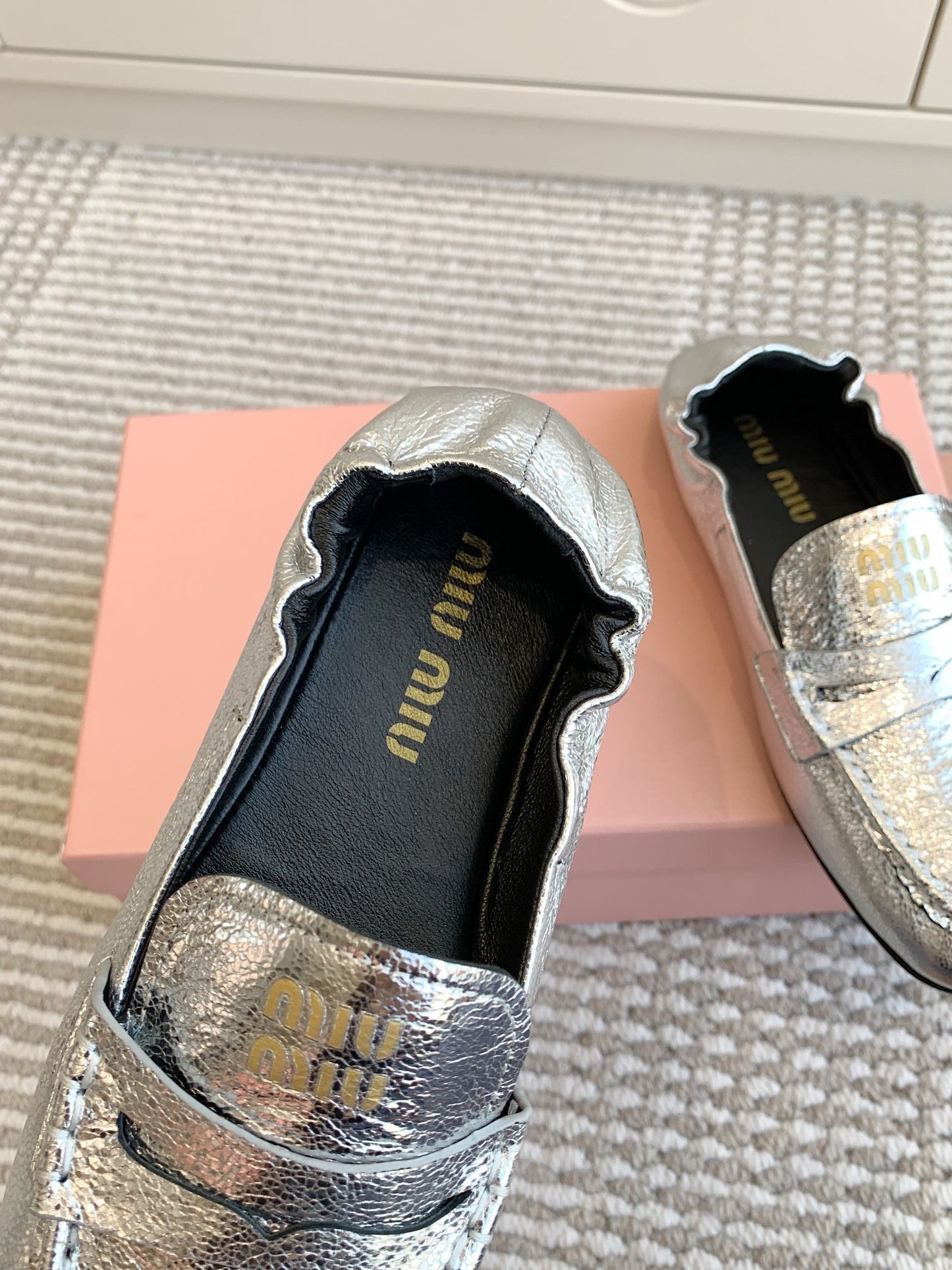 NAPPA LOAFERS IN SILVER METALLIC LAMBSKIN - 35