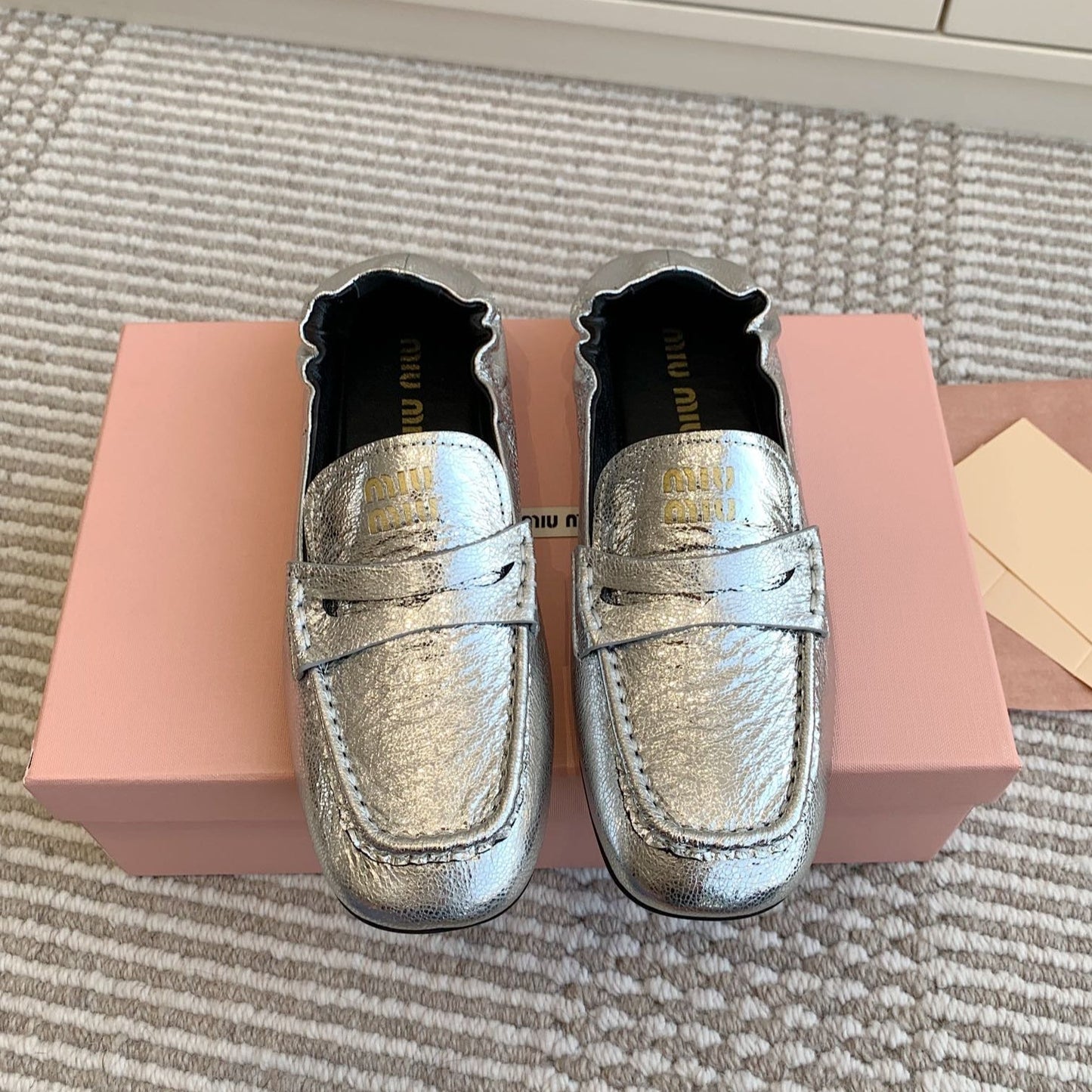 NAPPA LOAFERS IN SILVER METALLIC LAMBSKIN - 35