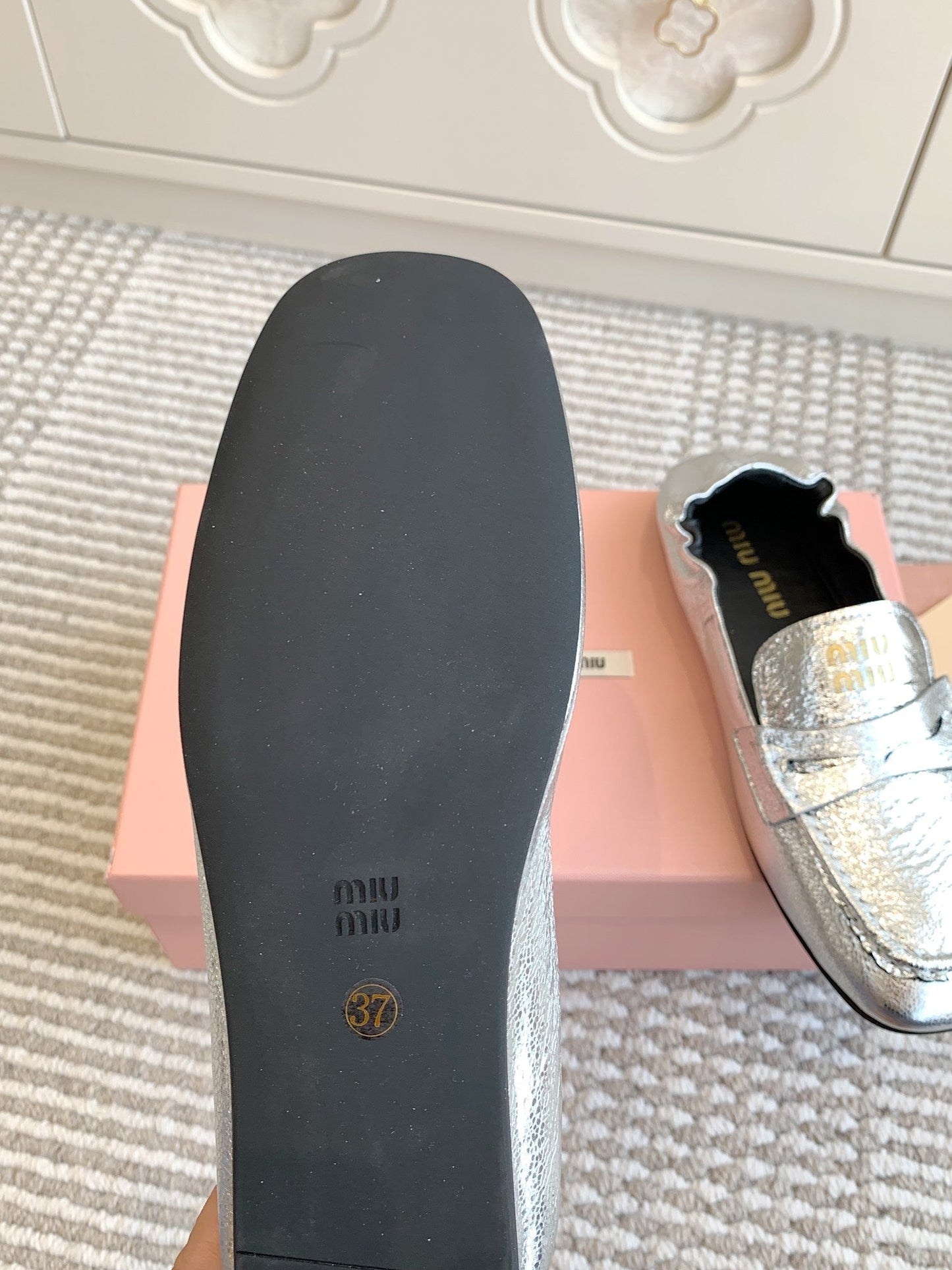 NAPPA LOAFERS IN SILVER METALLIC LAMBSKIN - 35