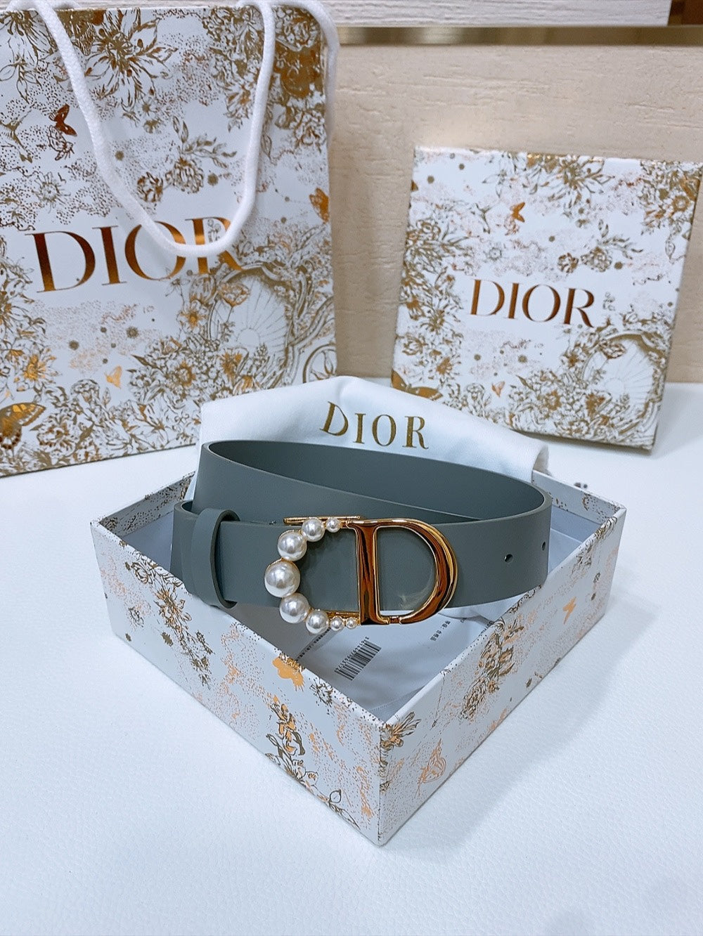 DIOR 25S BELT 30 MM IN SLATE BLUE CALFSKIN 586580 - 30