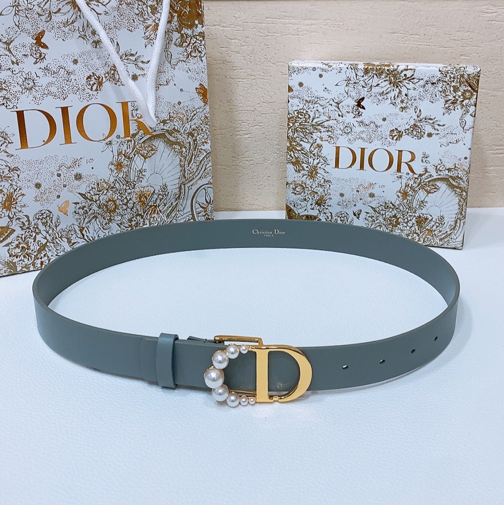 DIOR 25S BELT 30 MM IN SLATE BLUE CALFSKIN 586580 - 30