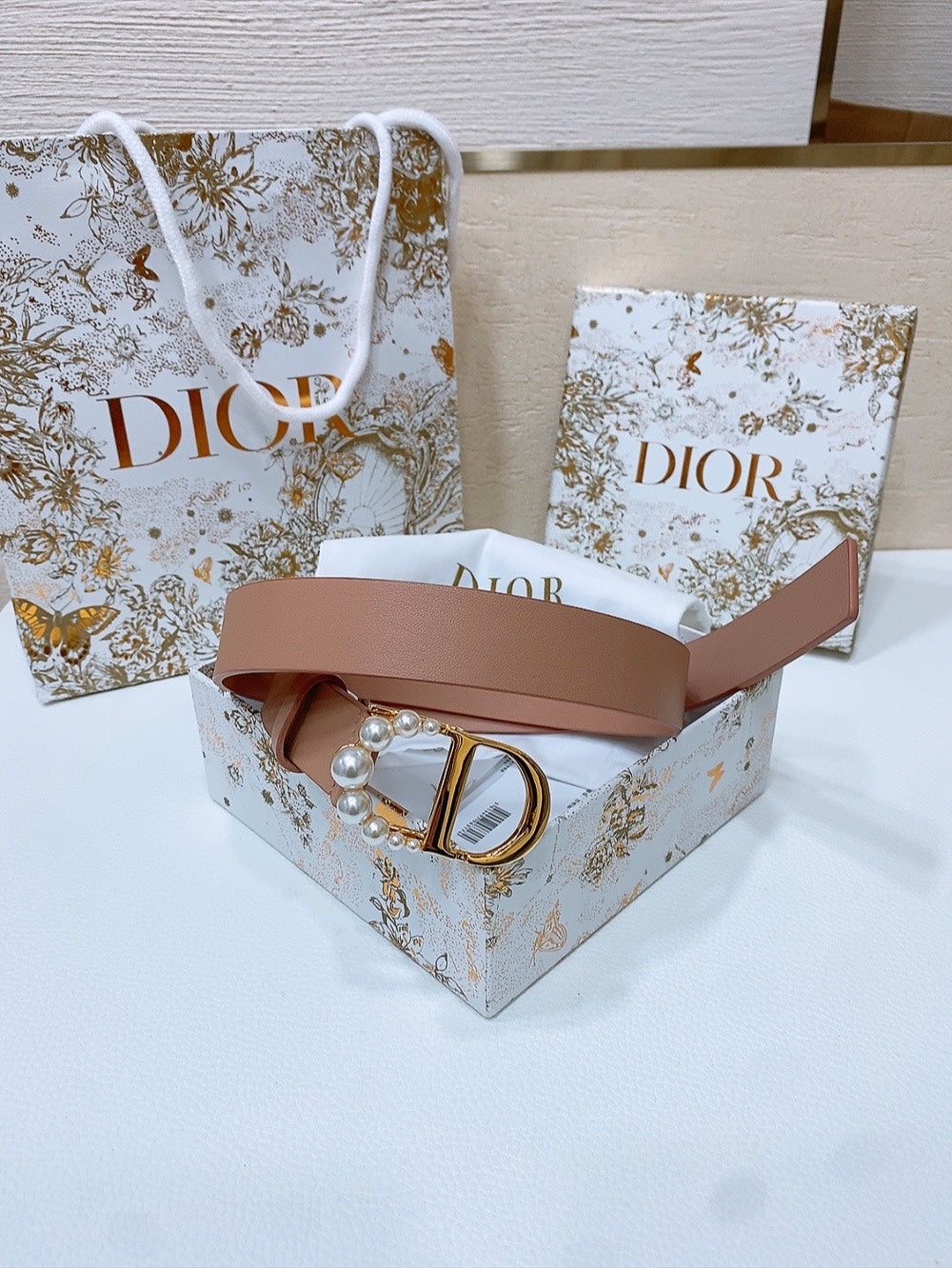 DIOR 25S BELT 30 MM IN DUSTY PINK CALFSKIN 586581 - 30