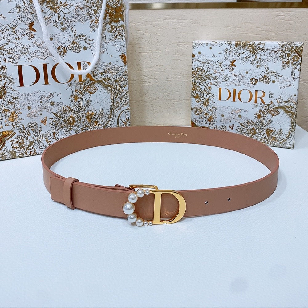 DIOR 25S BELT 30 MM IN DUSTY PINK CALFSKIN 586581 - 30