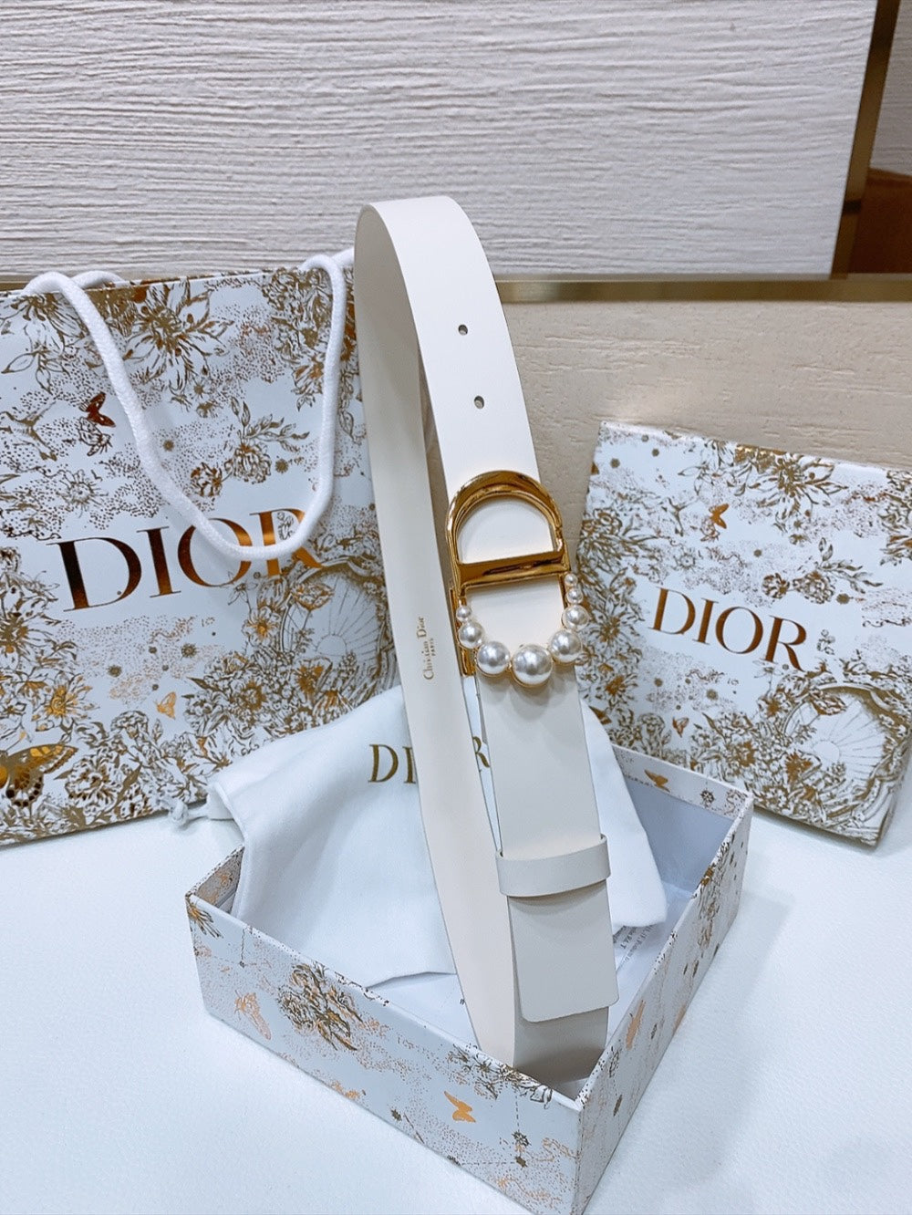 DIOR 25S BELT 30 MM IN WHITE CALFSKIN 586582 - 30