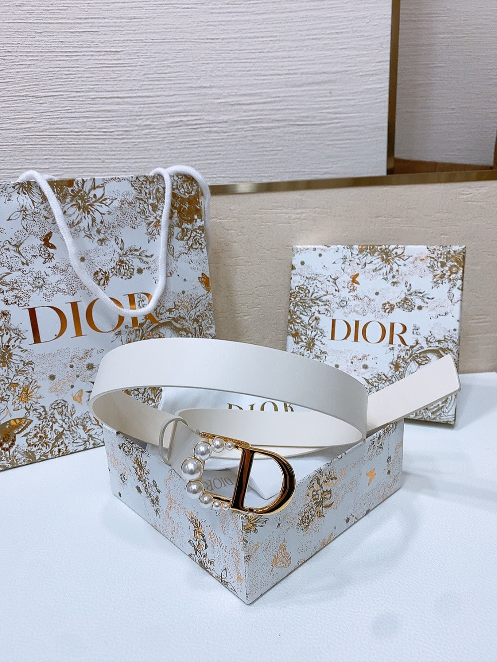 DIOR 25S BELT 30 MM IN WHITE CALFSKIN 586582 - 30