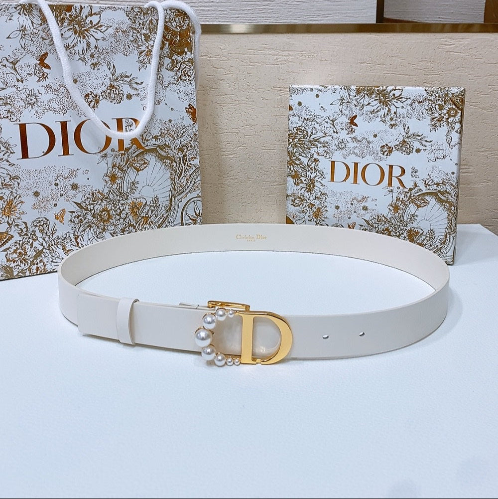 DIOR 25S BELT 30 MM IN WHITE CALFSKIN 586582 - 30
