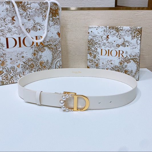 DIOR 25S BELT 30 MM IN WHITE CALFSKIN 586582 - 30