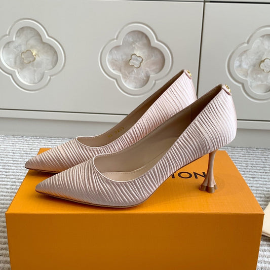 BLOSSOM PUMP 75 MM IN LIGHT PINK IMPORTED STRIPED SILK SATIN - 35