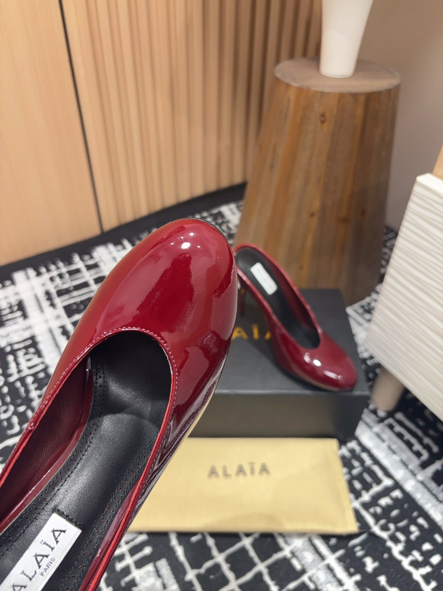 HIGH-HEEL 10 CM MULES IN BERRY RED PATENT CALFSKIN - 35
