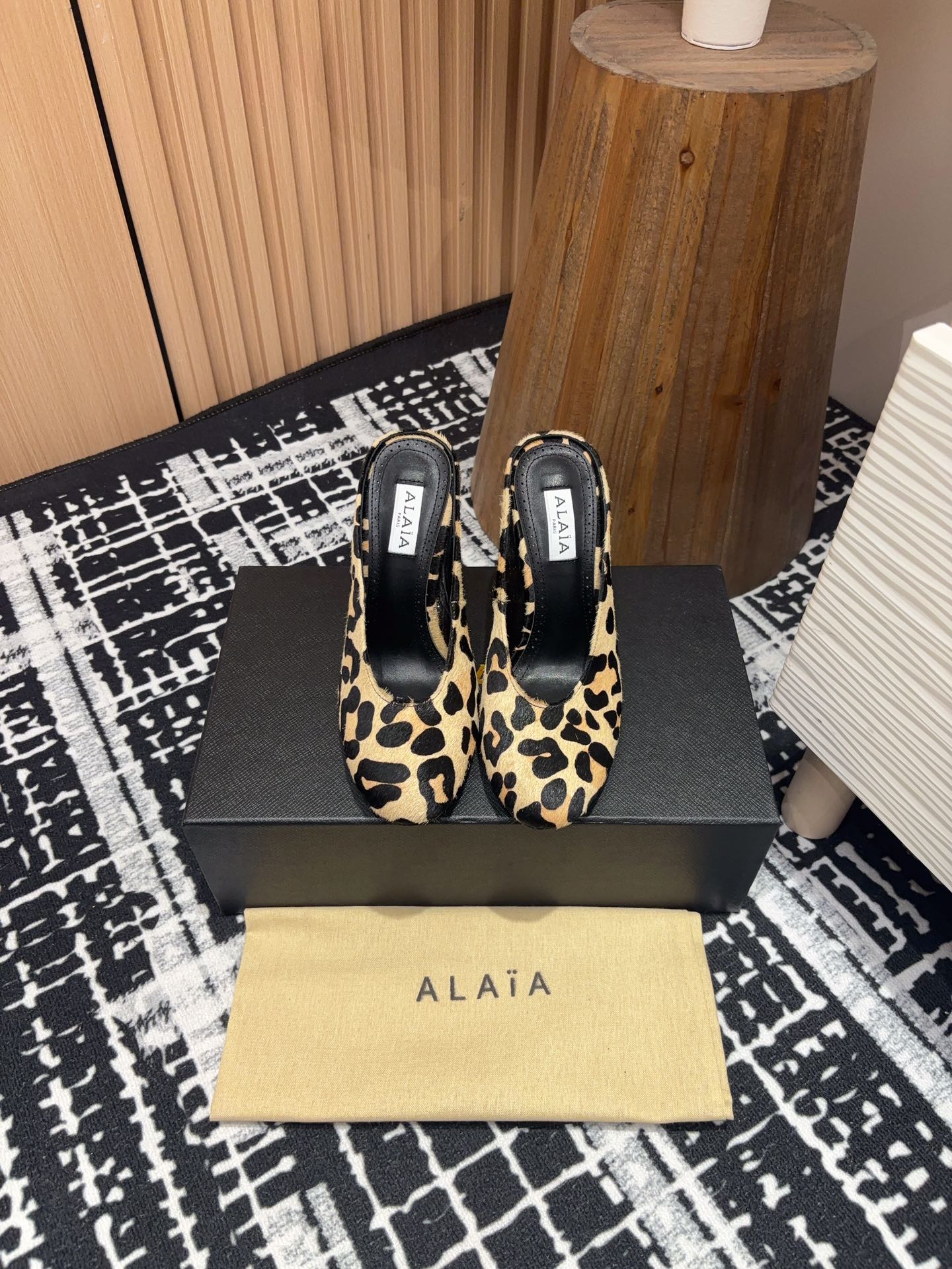 HIGH-HEEL 10 CM MULES IN CRYSLEOPARD PONY HAIR - 35