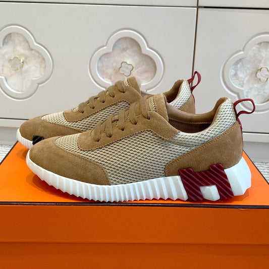 BOUNCING SNEAKER IN CIDER BROWN GRAPHIC MESH AND SUEDE - 35