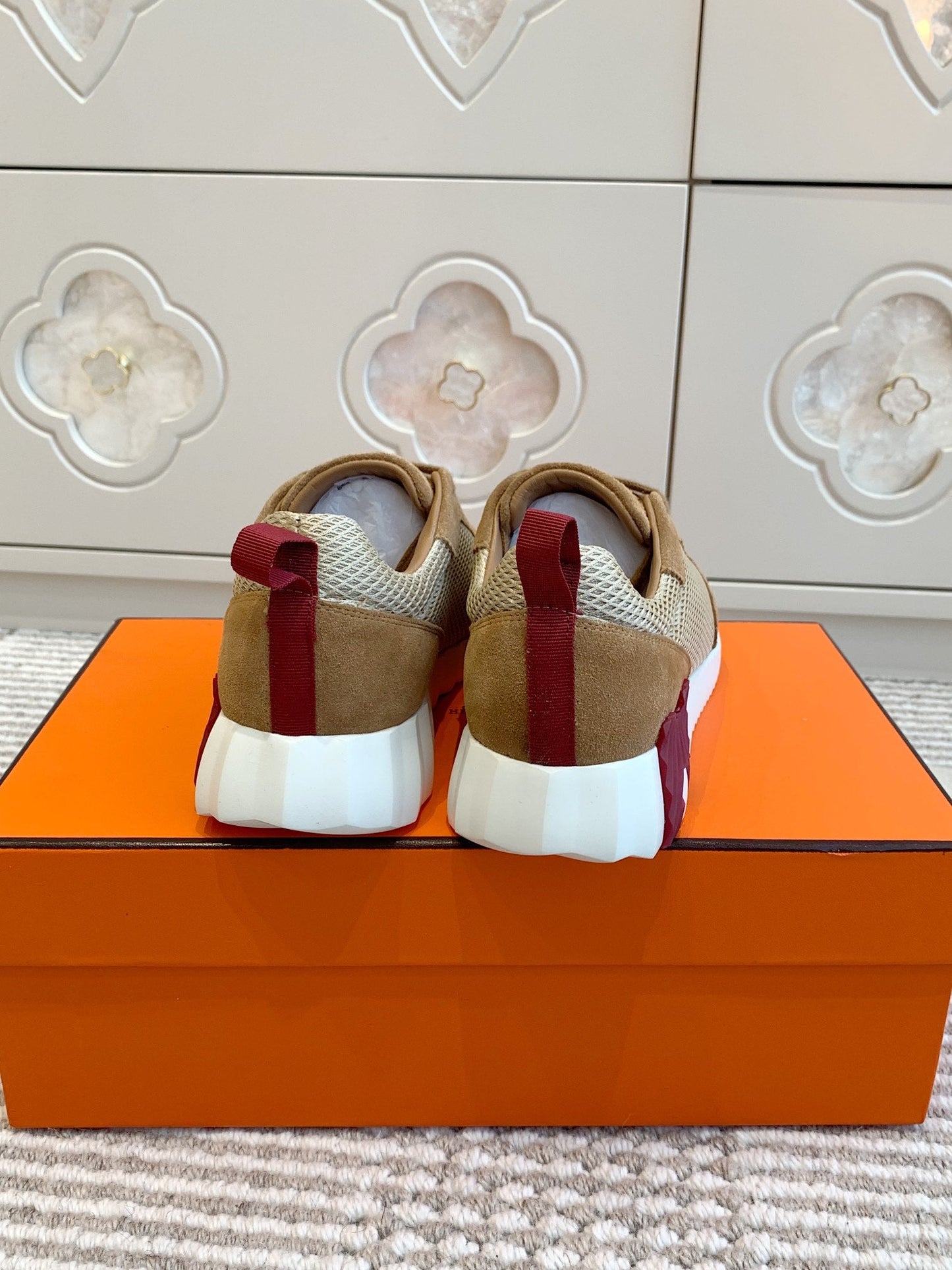 BOUNCING SNEAKER IN CIDER BROWN GRAPHIC MESH AND SUEDE - 35