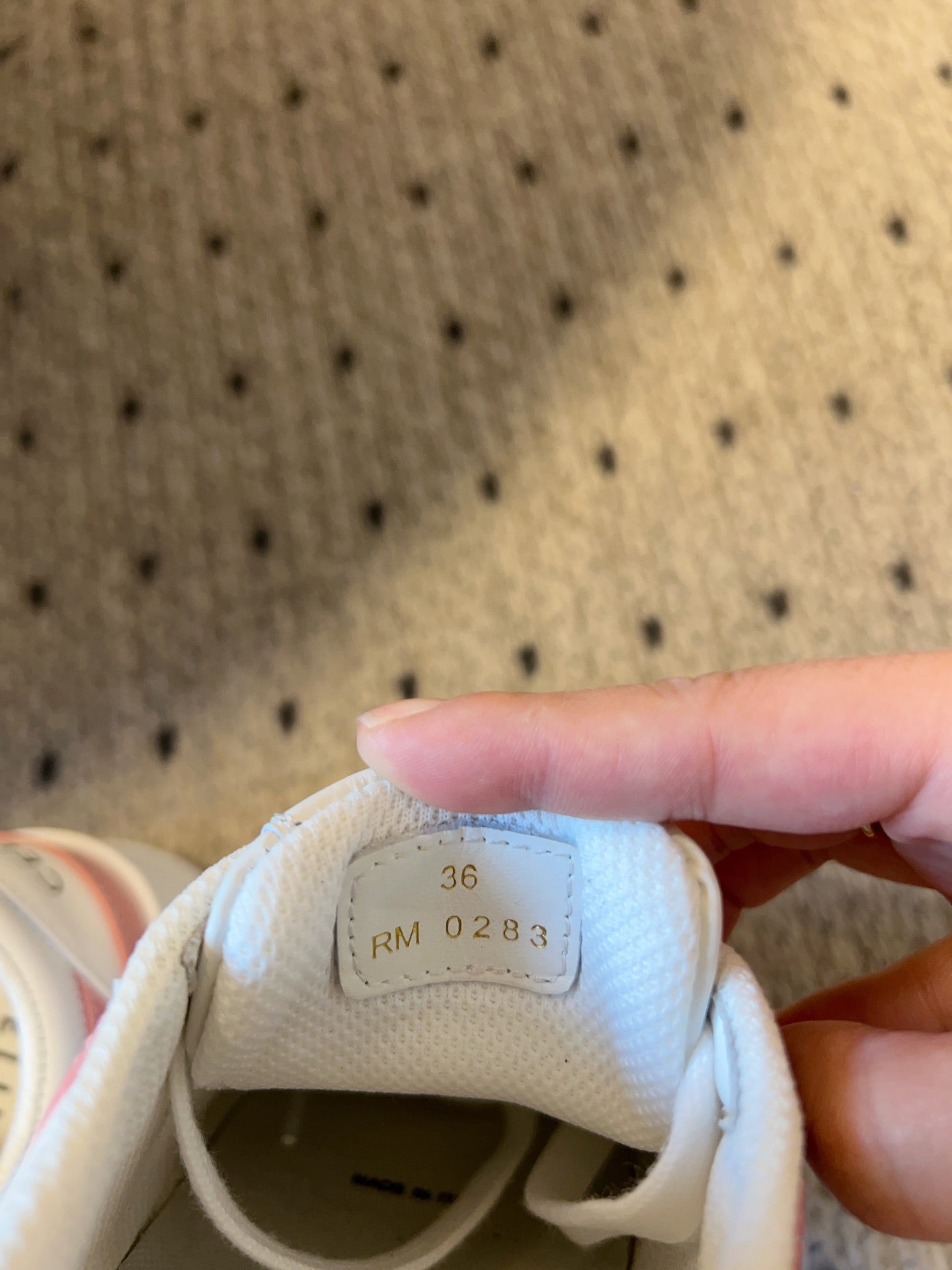 BLOCK SNEAKER WITH TRIOMPHE IN WHITE MIX BABY PINK CALFSKIN - 35