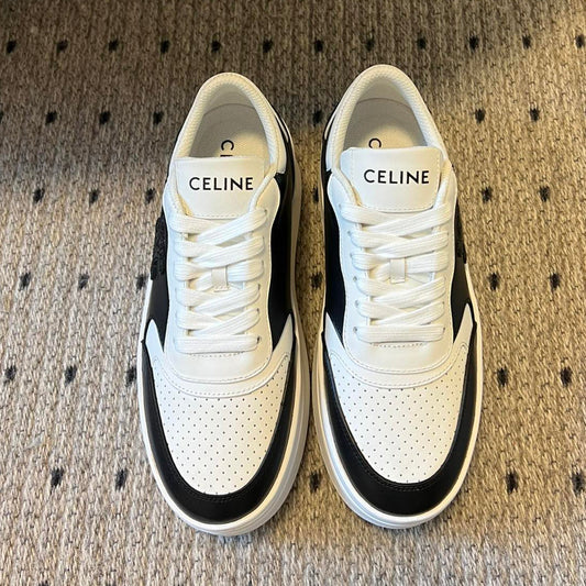 BLOCK SNEAKER WITH TRIOMPHE IN WHITE MIX BLACK CALFSKIN - 35